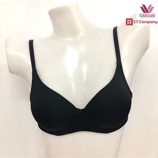 Wacoal Seamless Bra สีดำ (BL) รุ่น WB5A87 มีโครง บราไร้ตะเข็บ 3/4 คัพ เสริมฟองน้ำ เสริมเต้าอวบอึ๋ม เสื้อใน ชุดชั้นใน วาโก้ บรา