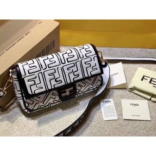 Fendi white nappa leather FF print bag