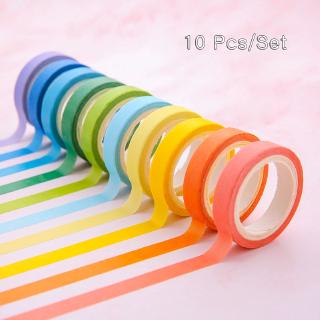 เทปสีรุ้งสําหรับตกแต่ง 10 ชิ้น 5 เมตร washi diy handbook