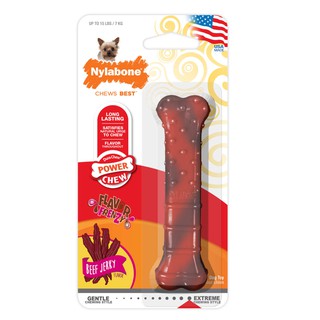 Nylabone Flavor Frenzy Power Chew Dura Textured Bone Beef Jerky Dog Toyไนลาโบน พาวเวอร์ ชูว์ เฟลเวอร์เฟรนซี่รสเนื้ออบแหง