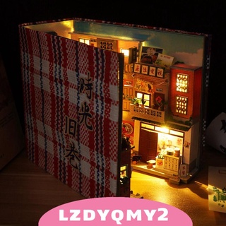 [lzdyqmy2] ชุดบ้านตุ๊กตา พร้อมไฟ DIY สําหรับตกแต่งบ้านตุ๊กตา