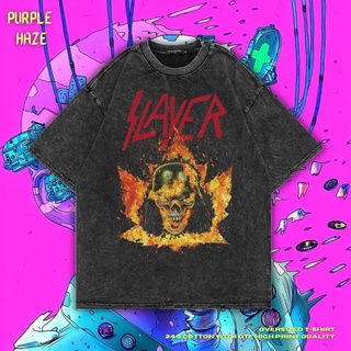 เสื้อยืด ขนาดใหญ่ สีม่วง | หินล้างทําความสะอาด | เสื้อเชิ้ต พิมพ์ลายวง Slayer | เสื้อยืด ขนาดใหญ่ | สไตล์วินเทจ | เสื้อท