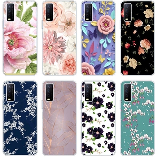 Vivo y85 v9 pro v11 pro v17 pro y12s y20s y20 y17 Case TPU Soft Silicon Protecitve Shell Phone casing Cover vintage flower backgrounds