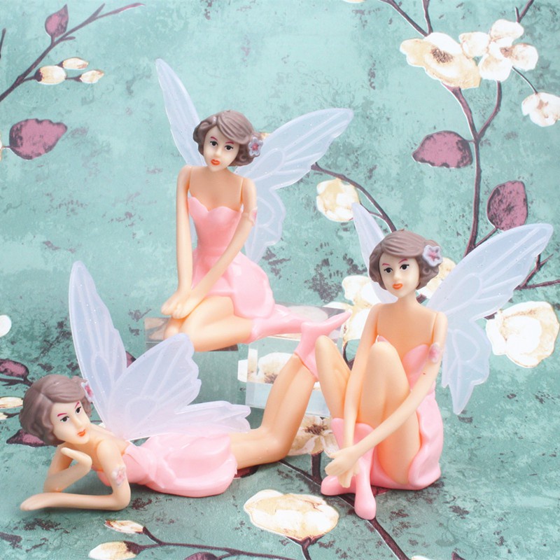 จุด  3ชิ้น/เซ็ตสีชมพูแองเจิลปีกผีเสื้อนางฟ้าดอกไม้นางฟ้าสาวเค้กตกแต่งแองเจิลปีกขนนกเบเกอรี่ปลั๊ก