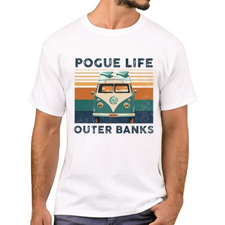 เสื้อยืดผ้าฝ้าย Teehub ขายดี เสื้อยืดแขนสั้น พิมพ์ลายรถบัส Pogue Life Outer Banks สไตล์วินเทจ แฟชั่นเรโทร สําหรับผู้ชาย