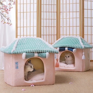 Pets Shop Cat House Bed Warm Soft Removable Cushion Square Shape Pet Cave for Dog Rabbits