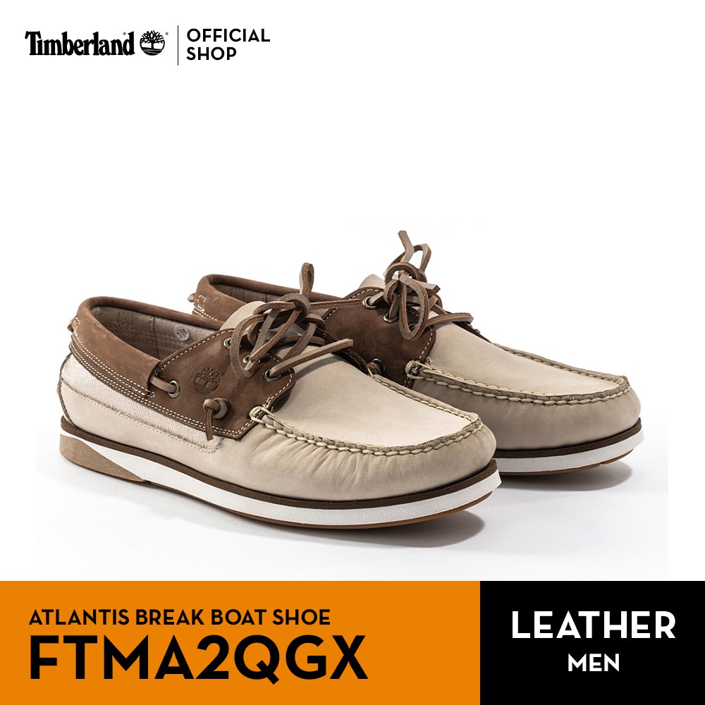 NEW Timberland men's light beige Atlantis Break nubuck leather sailing shoes รองเท้าผู้ชาย (FTMA2QGX)
