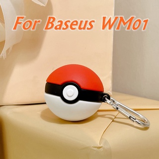 เคสหูฟังไร้สาย ซิลิโคน กันกระแทก ลาย Poké Ball น่ารัก สําหรับ Baseus WM01 Encok Mini WM01