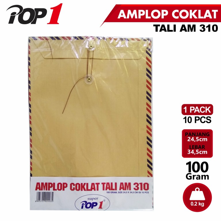 [PAK] SUPER POP1 AIRMAIL WORK LETTER ENVELOPE พร้อมสายรัด AM+T 310 KRAFT*