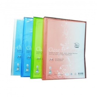 แฟ้มโชว์เอกสาร แฟ้มเมนูอาหาร 40ไส้/เล่ม Flamingo 9084A-40 Clear Folder with front pocket