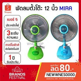 พัดลม MIRA ขนาด 12 นิ้ว ปรับลมได้ 3 ระดับ รับประกัน 1 ปี