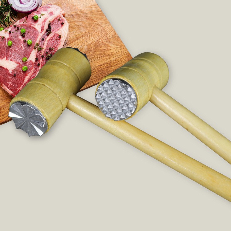 HSHOP ค้อนทุบเนื้อ ด้ามไม้ อุปกรณ์สำหรับทุบเนื้อไก่ วัว หมู FDH656453