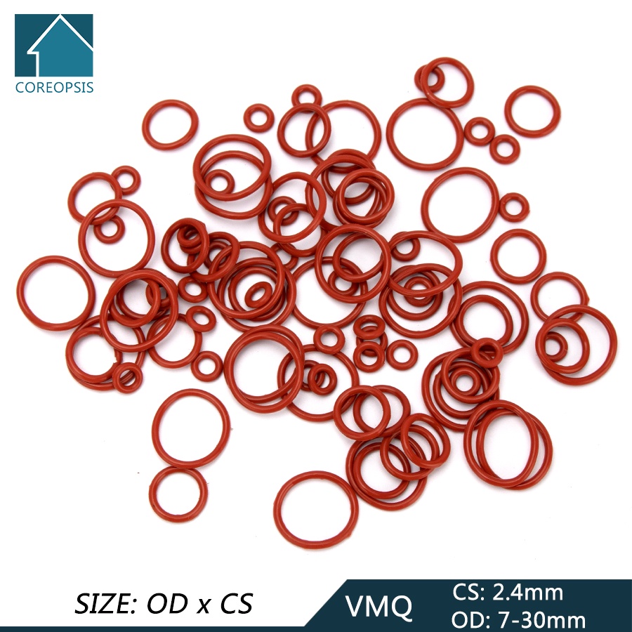 Vmq แหวนยางซิลิโคน โอริง ปะเก็นแหวนซีล โอริง 7 มม.-30 มม. CS 2.4 มม. สีขาว สีแดง แบบเปลี่ยน สําหรับเ