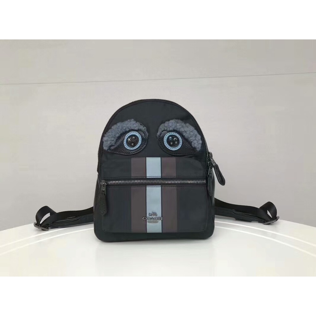 The new Coach 22894 classic cute owl eyes shoulder small backpack canvas  spell leather ladies | Shopee Thailand