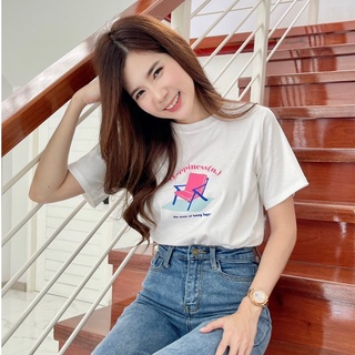 Jarika.shop - เสื้อยืดลาย Happiness  ( งานป้าย. Jarika ) ( จ23 )