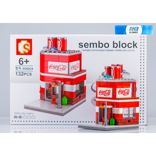 บล็อกตัวต่อร้านค้า เลโก้จีน ร้านขายน้ำอัดลม โค๊ก ของเล่น SEMBO BLOCK Coke Coca Cola Drink 132 PCS SD6024 Toy LEGO China