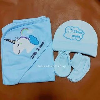 🇹🇭พร้อมส่ง งานใหม่ล่าสุด เซ็ตผ้าห่อตัวเด็ก ผ้าห่อตัว หมวก มือเท้า
