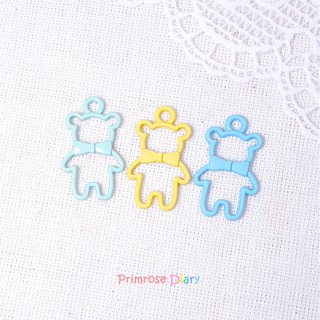 จี้น้องหมีสีพาสเทล (1 ชิ้น) จี้โลหะน่ารัก  3D pendant ใช้ทำพวงกุญแจ สร้อย ต่างหู เครื่องประดับ กำไลข้อมือ งาน DIY