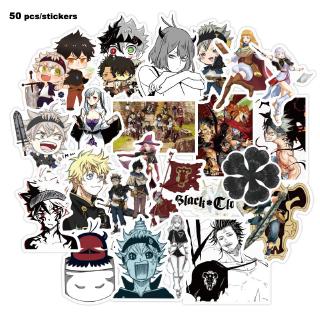 Black Clover สติกเกอร์กันน้ำ รูปแบบที่แตกต่างกัน, 50 ชิ้น