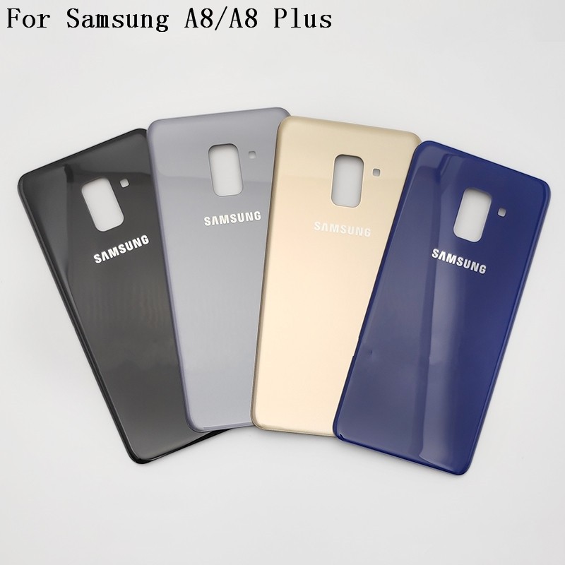 สําหรับ Samsung Galaxy A8 2018 A530 A530F A8 + A8 plus A730F A730F A730FD ฝาหลังแบตเตอรี่กระจกด้านหล