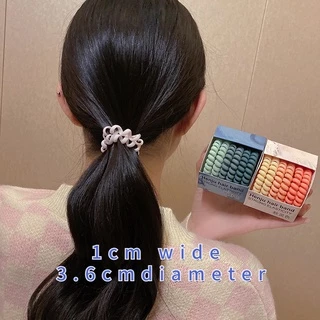 เชือกรัดผมแบบสายโทรศัพท์สีสันสดใส 6 ชิ้น/ชุด เชือกรัดผมแบบไร้รอยต่อ แฟชั่นสำหรับเด็กผู้หญิง ยางรัดผม