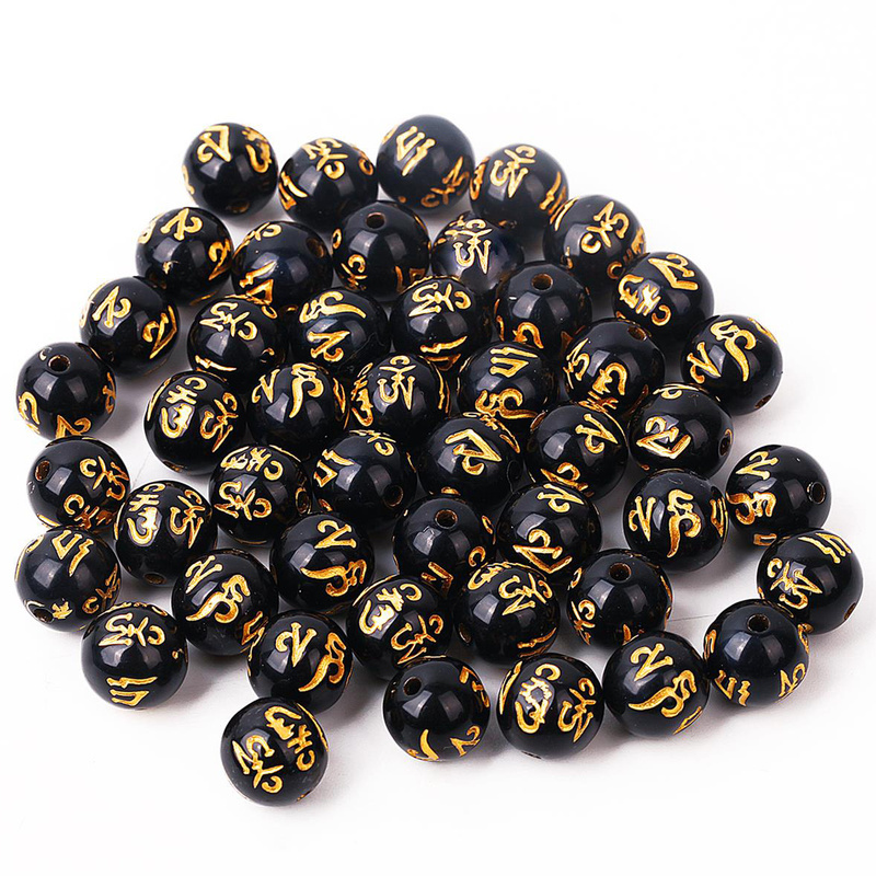 CHARMS ( ขายส่ง ) ลูกปัดทรงกลมสีด ําสําหรับทําเครื่องประดับ Diy 100 ชิ้น