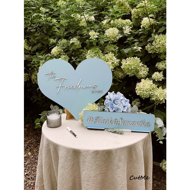 CutMe Heart Welcome Sign for Wedding หัวใจไม้ สมุดเขียนคำอวยพร พรอพงานแต่ง งานแต่งงาน งานมงคลสมรส