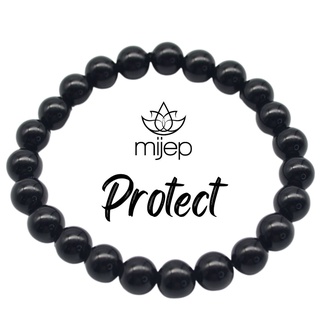 MIJEP สร้อยข้อมือหินออบซิเดียน - สร้อยข้อมือหินธรรมชาติ 8มม. กำไลข้อมือ หินนำโชค หินบำบัดหินของแท้100% พร้อมใบรับรอง