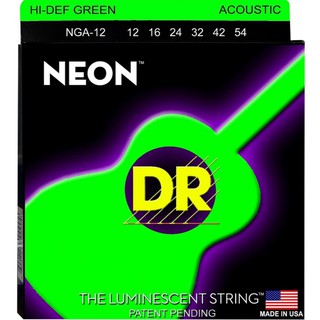 สายกีต้าร์โปร่งเคลือบเรืองแสงสีเขียว DR Strings รุ่น NEON™ GREEN Coated Acousic Guitar Light