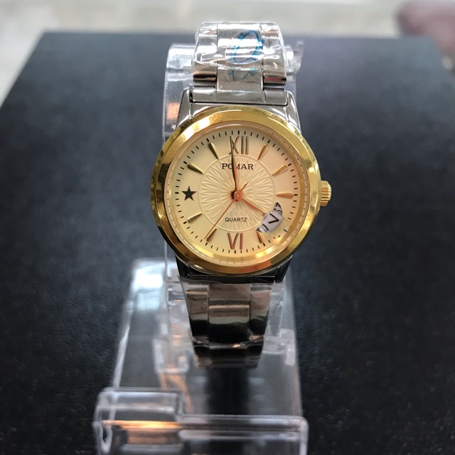 นาฬิกาข้อมือผู้หญิง ยี่ห้อ POMAR รุ่น PM63515AG สายเงิน หน้าปัดทอง