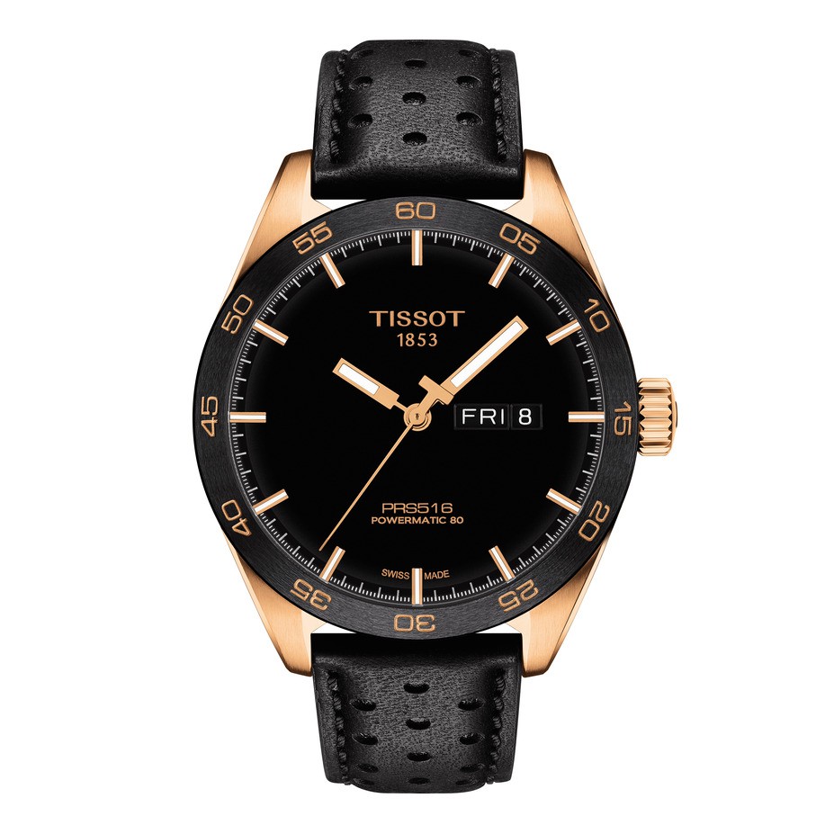 Tissot PRS 516 Powermatic 80 ทิสโซต์ พีอาร์เอส 516 สีดำทอง ดำ T1004303605101 นาฬิกาผู้ชาย