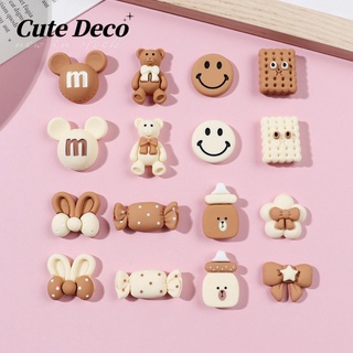 【 Cute Deco 】การ์ตูนคุกกี้ (10 แบบ) หัว Qiqi สีกาแฟ / สี่เหลี่ยม คุกกี้ คัสตาร์ด จี้กระดุม Crocs / น่ารัก Jibbitz Croc รองเท้า DIY / วัสดุเรซิน เสน่ห์ สําหรับ DIY