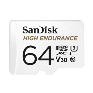 SanDisk High Endurance microSD 64GB (SDSQQNR-064G-GN6IA) สำหรับกล้องวงจรปิด ความเร็วสูงสุดอ่าน 100 MB/s เขียน 40 MB/s