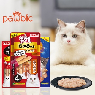 Pawblic(CIAO)😻Ciao Chu Ru เชา ชูหรุ ขนมแมวเลีย14gx4ซอง ครีมแมวเลีย  มีหลายรสให้เลือก 56g