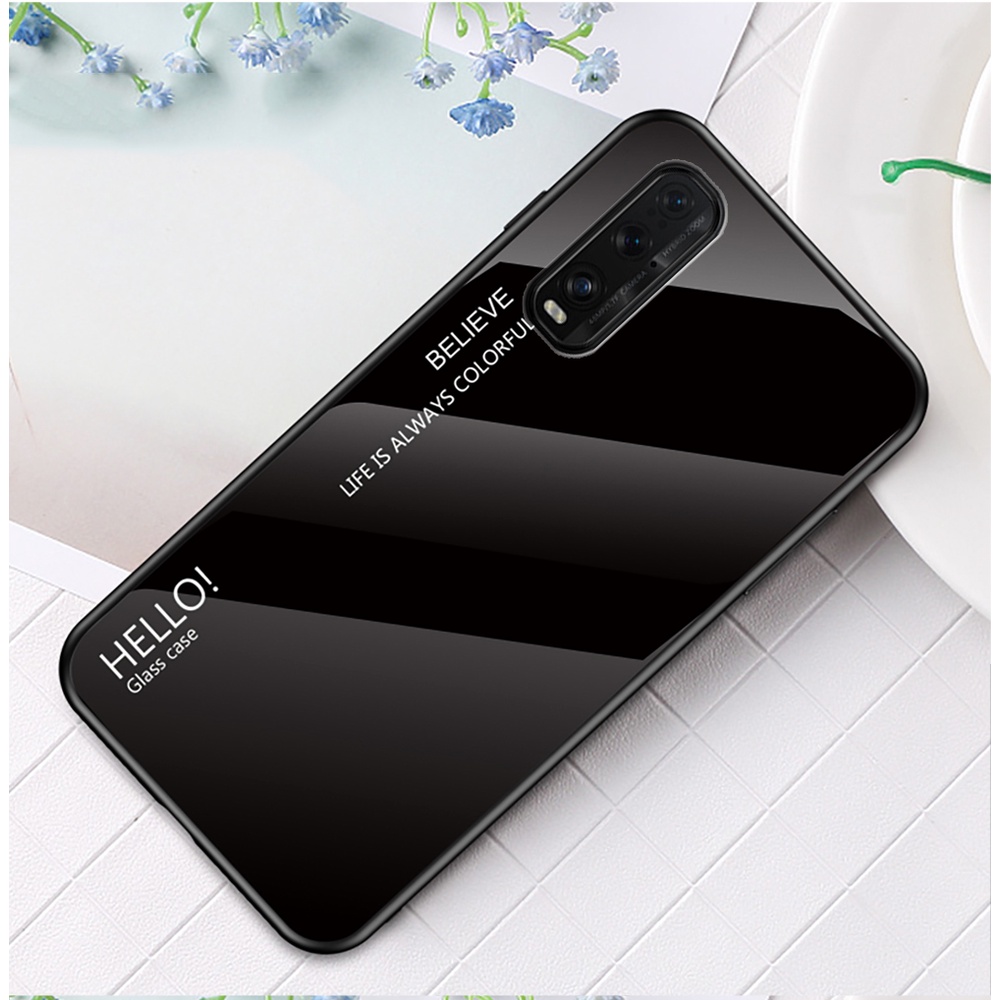 OPPO Find X2 Pro เคสกระจกนิรภัยกรอบซิลิโคนเคลือบเงา