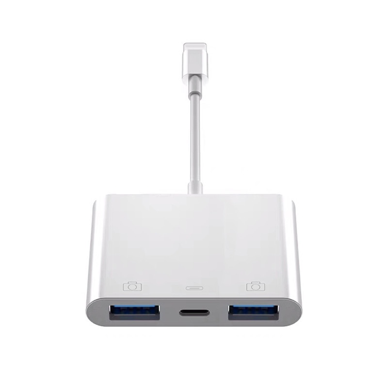 Accezz อะแดปเตอร์แปลงไฟ เป็น USB OTG สําหรับเชื่อมต่อโทรศัพท์ iOS 13 ขึ้นไป พร้อมพอร์ตชาร์จ สําหรับดิสก์ U คีย์บอร์ด เมาส์
