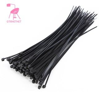 💮100 x Thin Black Cable Tidy Ties Zip Ties Cord Strap Wrap 200 x 3mm