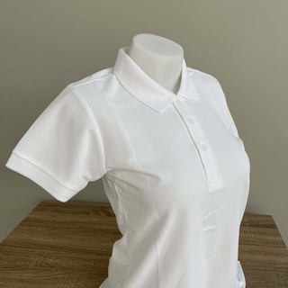 เสื้อโปโล สีขาวล้วน AW007 ผ้าไมโคร นุ่มสวมใส่สบาย  มีบริการส่งเก็บเงินปลายทาง โดย kerry