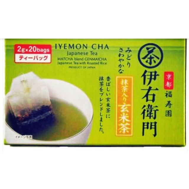 IYEMON CHA TEA BAG (20 ถุง) ชาเขียวข้าวคั่ว ชนิดถุงพร้อมชง ชาญี่ปุ่น (บรรจุ20ซอง×2g.)