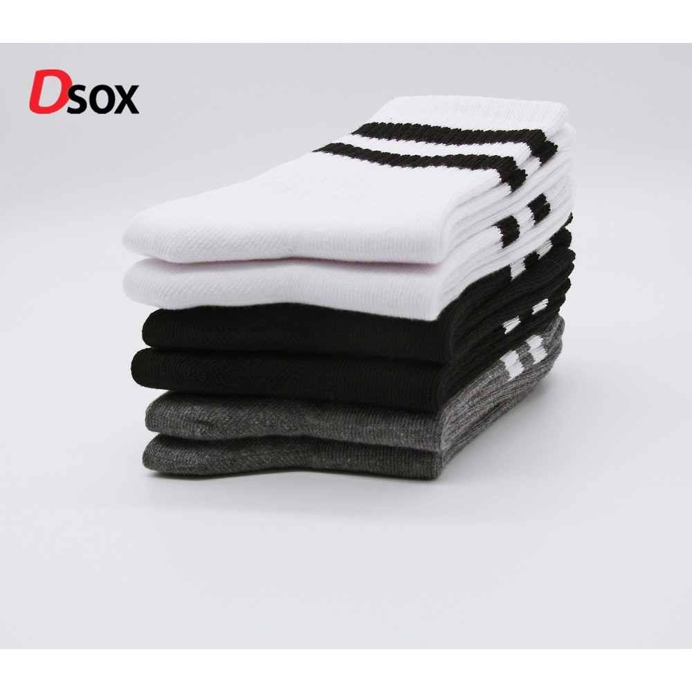 Dsox ถุงเท้าข้อยาว (Old School) สีขาว/เทา/ดำ - แพ็ค 6 คู่ #1