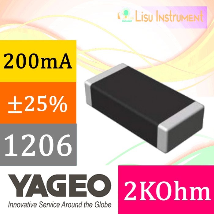 1206 3216(มม.) 2K 25% 200mA 600ohm SMD Ferrite Bead Multilayer 2KOhm