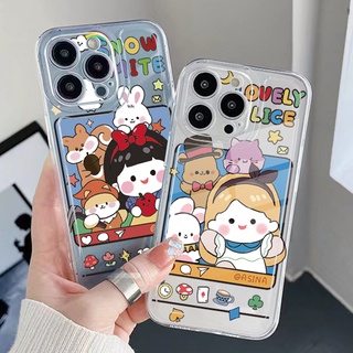 เคสโทรศัพท์มือถือ TPU เจลใส ขอบสี่เหลี่ยม กันกระแทก ลายเจ้าหญิงหิมะ สีขาว สําหรับ Samsung Galaxy S22 Plus Note 20 Ultra 10 S21 FE S20