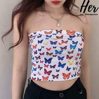 🦋พร้อมส่ง🦋 เกาะอกสม็อค เสื้อเกาะอกแฟชั่น เสื้อไปทะเล เกาะอกไหมพรม เกาะอกดันทรง เสื้อสายฝอ เกาะอกสายฝ ครอปสายฝอ 3318