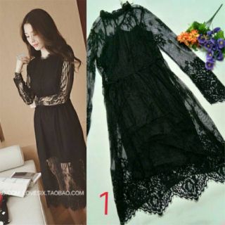 Dress style Korean Set 2 ชิ้น ลูกไม้ทั้งชุด