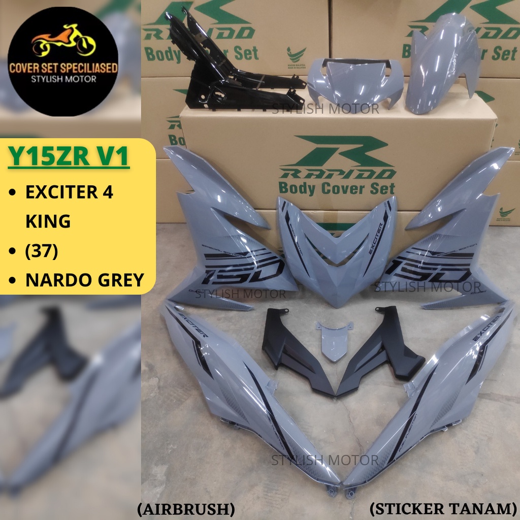 (STICKER TANAM/AIRBRUSH) ชุดครอบ RAPIDO Y15ZR V1/V2 EXCITER 4 KING (37) NARDO GREY