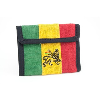 สินค้าราสต้า Wallet Lion of Judah Velcro Zip กระเป๋าสตางค์ราสต้าใยธรรมชาติ ปักลาย LION OF JUDAH﻿ ขนาด 4×5 นิ้ว