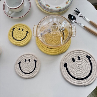 Placemat ฉนวนกันความร้อนรูปหน้ายิ้มสําหรับรองจานชาม