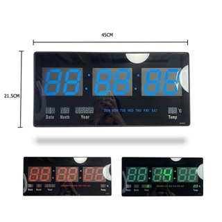 นาฬิกา LED ติดฝาผนัง แบบบาง ตัวเลข 3 นิ้ว ขนาด 18 นิ้ว นาฬิกาดิจิตอล LED Digital Clock รุ่น JH-4622