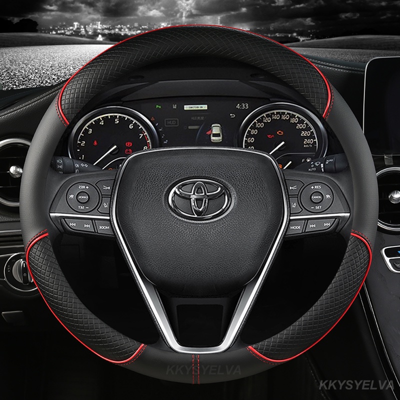 ปลอกหนังหุ้มพวงมาลัยรถยนต์ กันลื่น สําหรับ Toyota GR VIos Yaris Corolla Cross Veloz Wish Revo CHR Avanza Fortuner