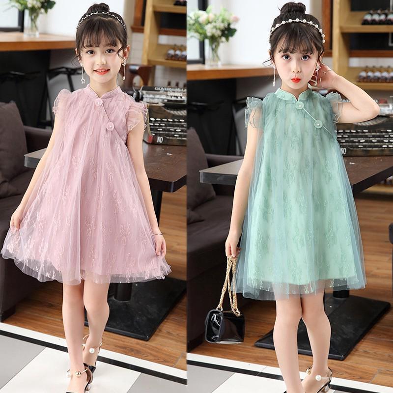 ชุดเจ้าหญิง Big Size เสื้อผ้าเด็กผู้หญิง เสื้อผ้าเด็ก Tulle Lace Dinner Party Baby Retro Kids